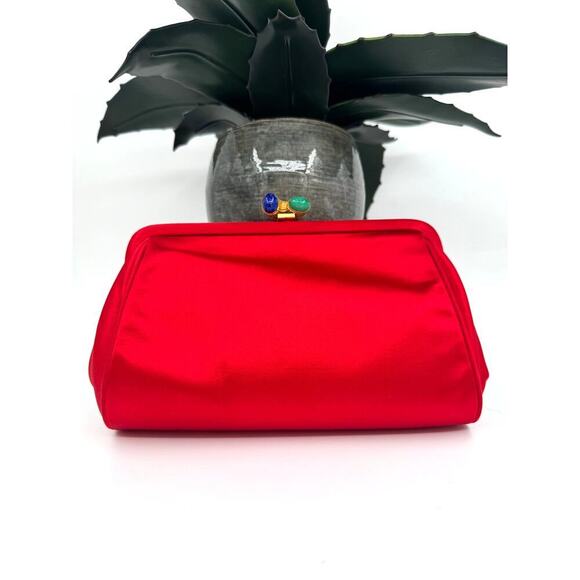 Fendi Vintage Red Silk Satin Pasta Clutch with Cord Strap CoA Authentic - Picture 2 of 9